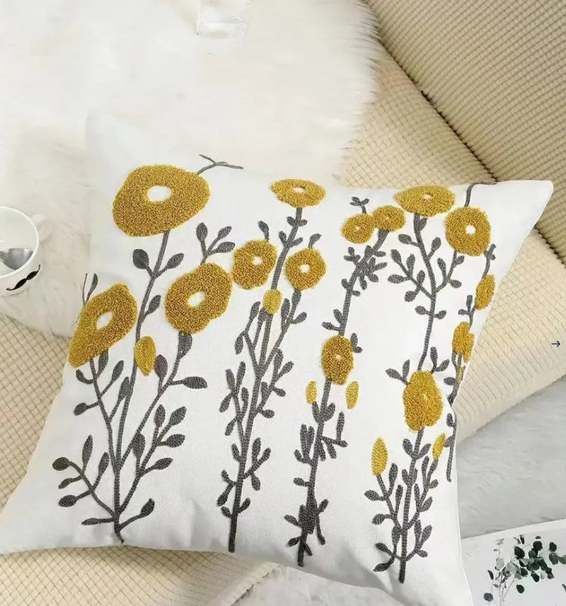 Decorative Floral Embroidered Pillow Cover-12