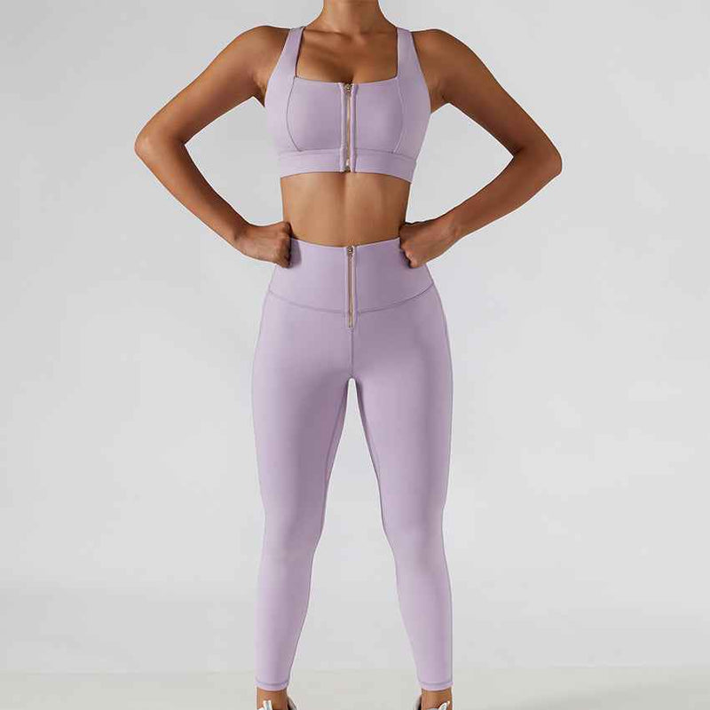 Women’s Ribbed One-Shoulder Yoga Set – Backless Sports Bra & Yoga Pants-5