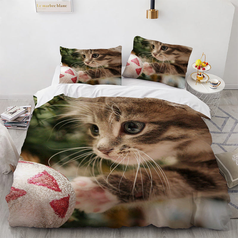 White Cute Cat Duvet Cover Bedding Set-2