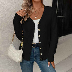 Women’s Loose Button-Front Cardigan – Solid Color Casual Knit Sweater-5