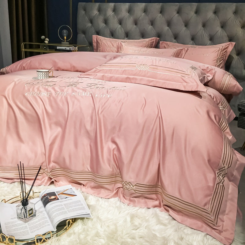 Tencel Embroidered Washed Cotton Bedding Set-17