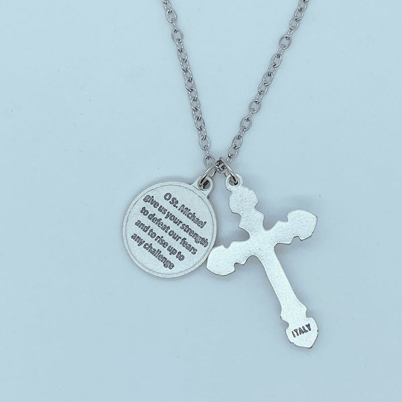 Crucifix with St. Michael Medal on 24" Chain-2