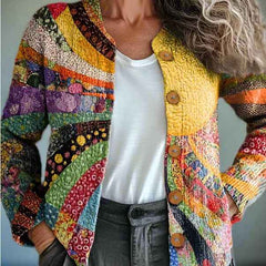 Women's Printed 3D-Effect Knitted Cardigan Coat-1