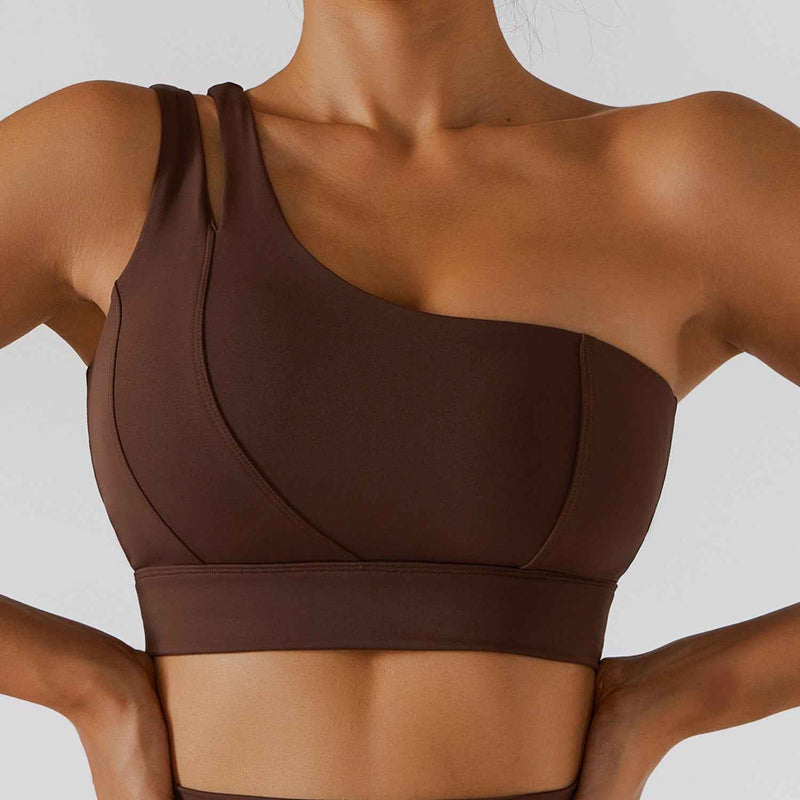 Women’s Ribbed One-Shoulder Yoga Set – Backless Sports Bra & Yoga Pants-4