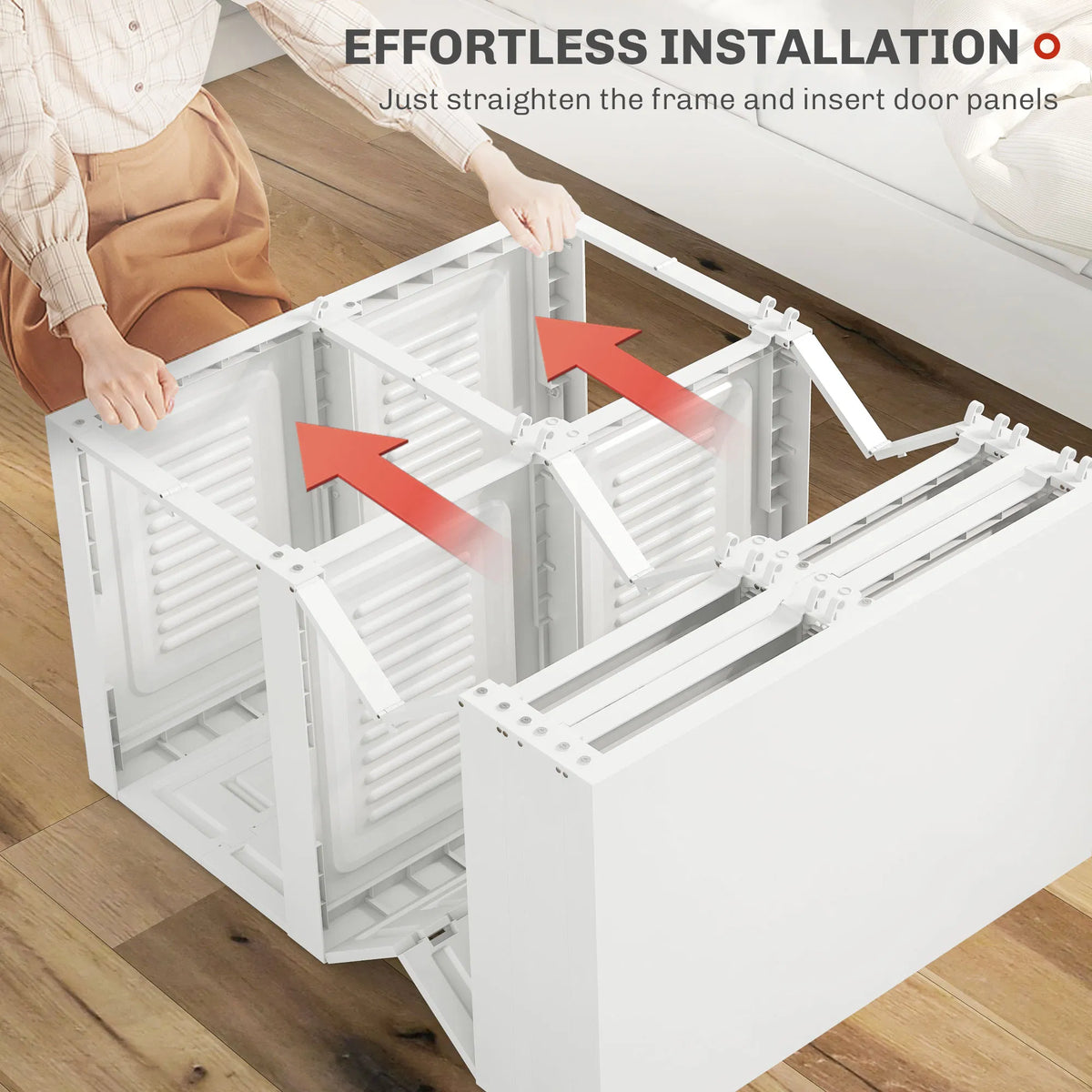 White Portable Wardrobe – Foldable Clothes Storage Organizer with 5 Compartments & Hanging Rod (United States & Canada Delivery Only)-5