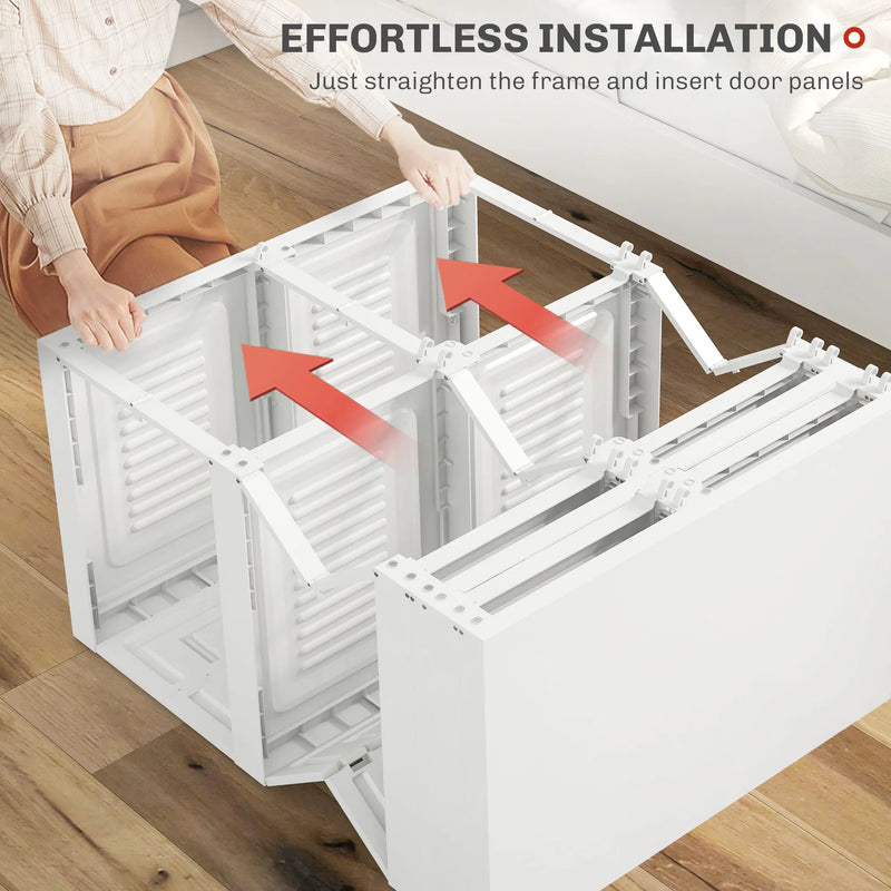White Portable Wardrobe – Foldable Clothes Storage Organizer with 5 Compartments & Hanging Rod (United States & Canada Delivery Only)-5