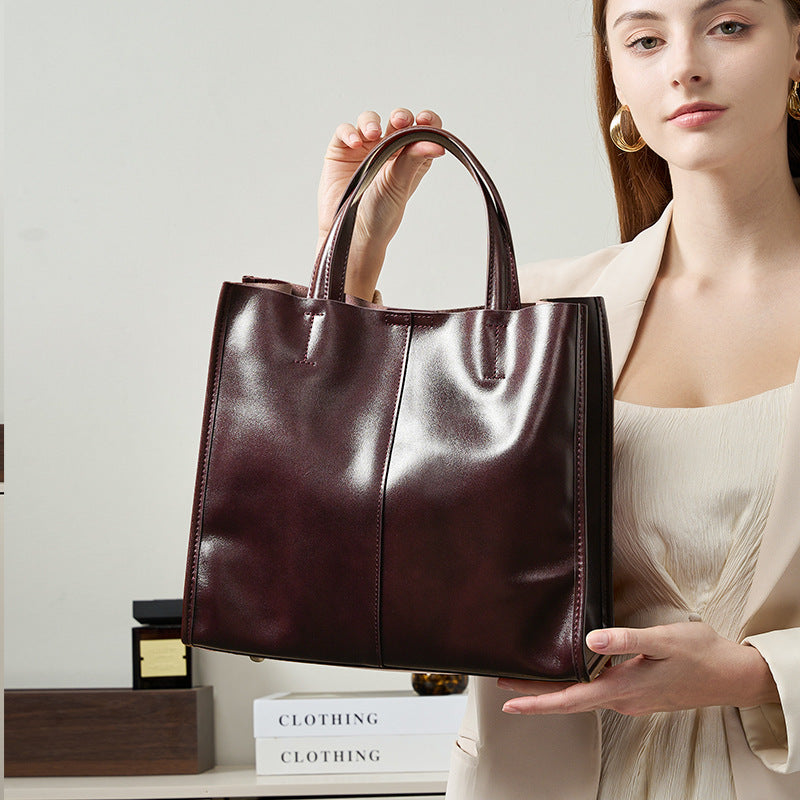 Genuine Leather High-End Womens Stylish And Versatile Handbag-8