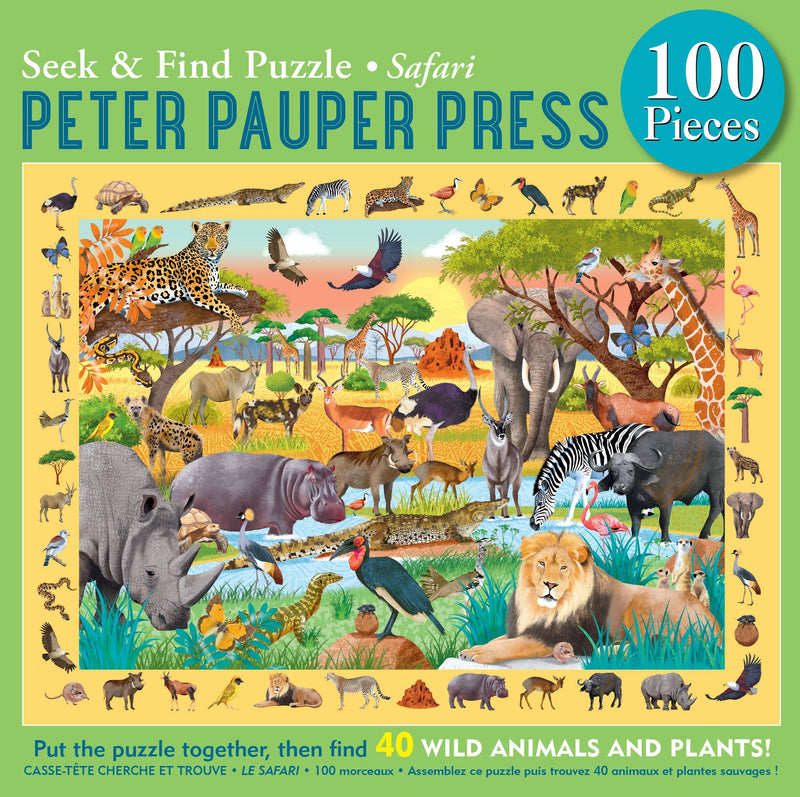 Peter Pauper Press - Safari Seek & Find 100-Piece Jigsaw Puzzle - Ages 5+-1