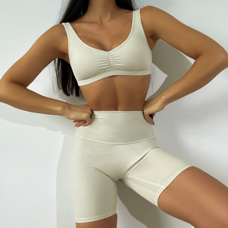 Women’s Hip Lifting Shorts Yoga Two-Piece Set – Seamless Activewear Outfit-2