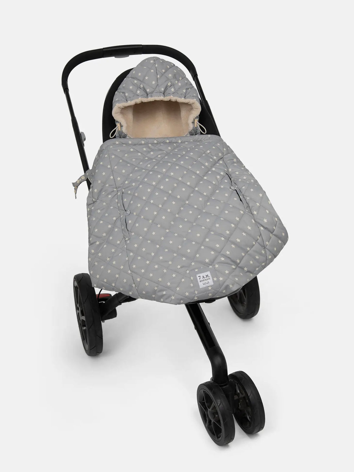 K-Poncho - Plush | 7am Enfant | Grey Stars Regular Weight-2