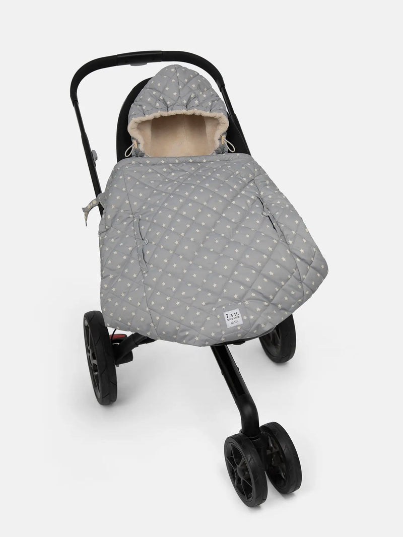 K-Poncho - Plush | 7am Enfant | Grey Stars Regular Weight-2