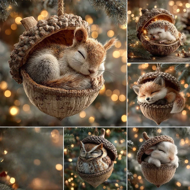 Chestnut Squirrel Hedgehog Christmas Ornament Pendant-8