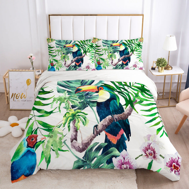 Nordic Spring Green Leaf Bedding Set-4