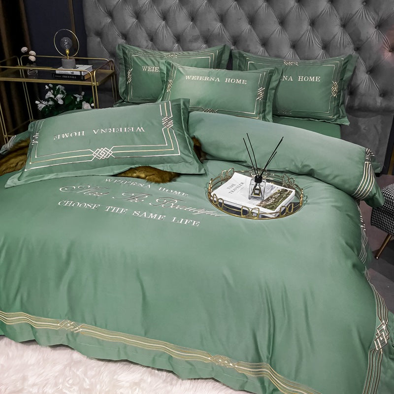 Tencel Embroidered Washed Cotton Bedding Set-15