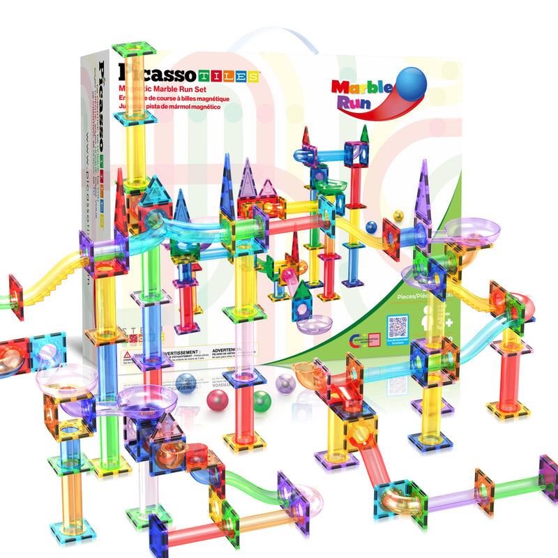 PicassoTiles - PicassoTiles Magnetic Marble Run Set: 70-Piece Set - Ages 3+-1