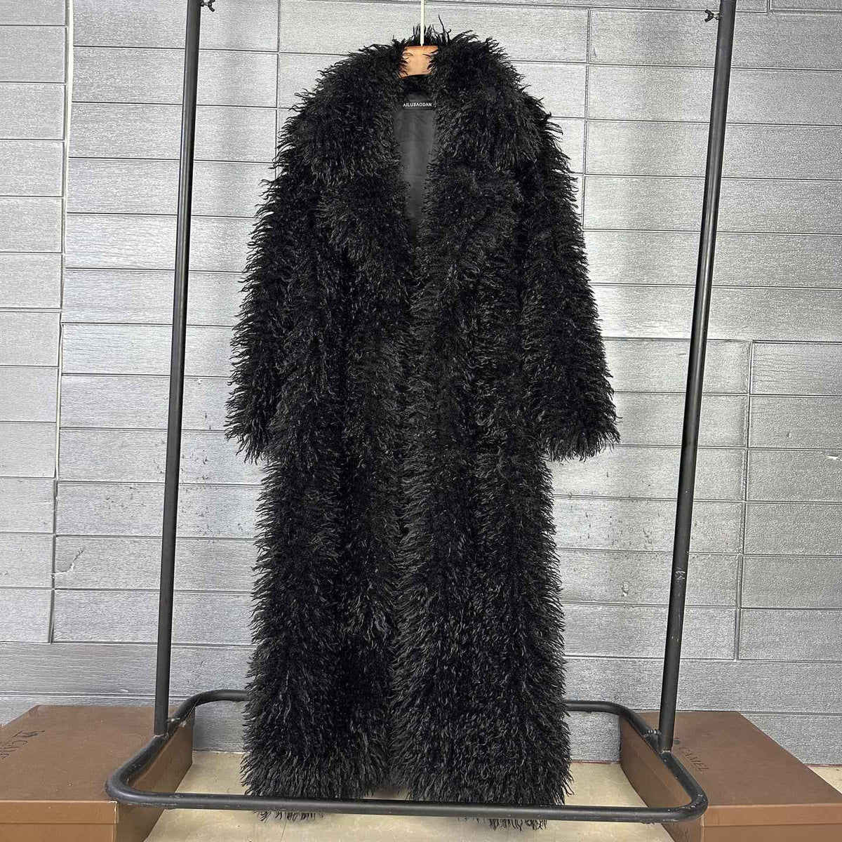 Women's Elongated Faux Fur Coat with Tailored Lapel-2