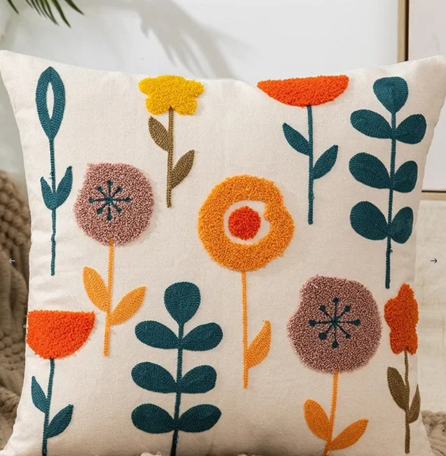 Decorative Floral Embroidered Pillow Cover-20