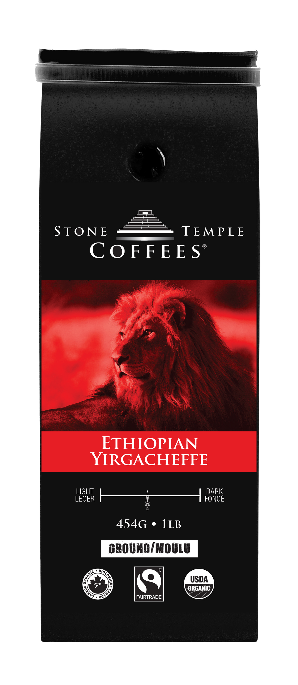 Ethiopian Yirgacheffe - Ground, Medium Roast, Certified Organic OCIA / Fairtrade Coffee 1lb/454g-2