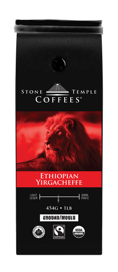 Ethiopian Yirgacheffe - Ground, Medium Roast, Certified Organic OCIA / Fairtrade Coffee 1lb/454g-2