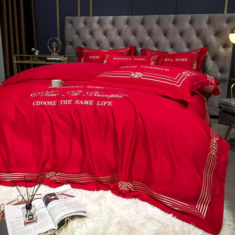 Tencel Embroidered Washed Cotton Bedding Set-14