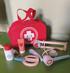 Mentari Toys Wooden My First Aid Kit - Pretend Play Doctor Set - Ages 3+-8