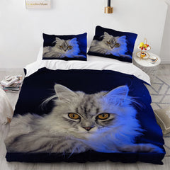 White Cute Cat Duvet Cover Bedding Set-9