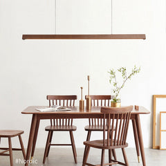 Log-Style Solid Wood Linear Pendant Chandelier-7