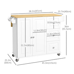 Rolling Kitchen Island Cart with Drop Leaf – 3 Drawers, Cabinet, Spice Rack & Towel Rack (United States & Canada Delivery Only)-4