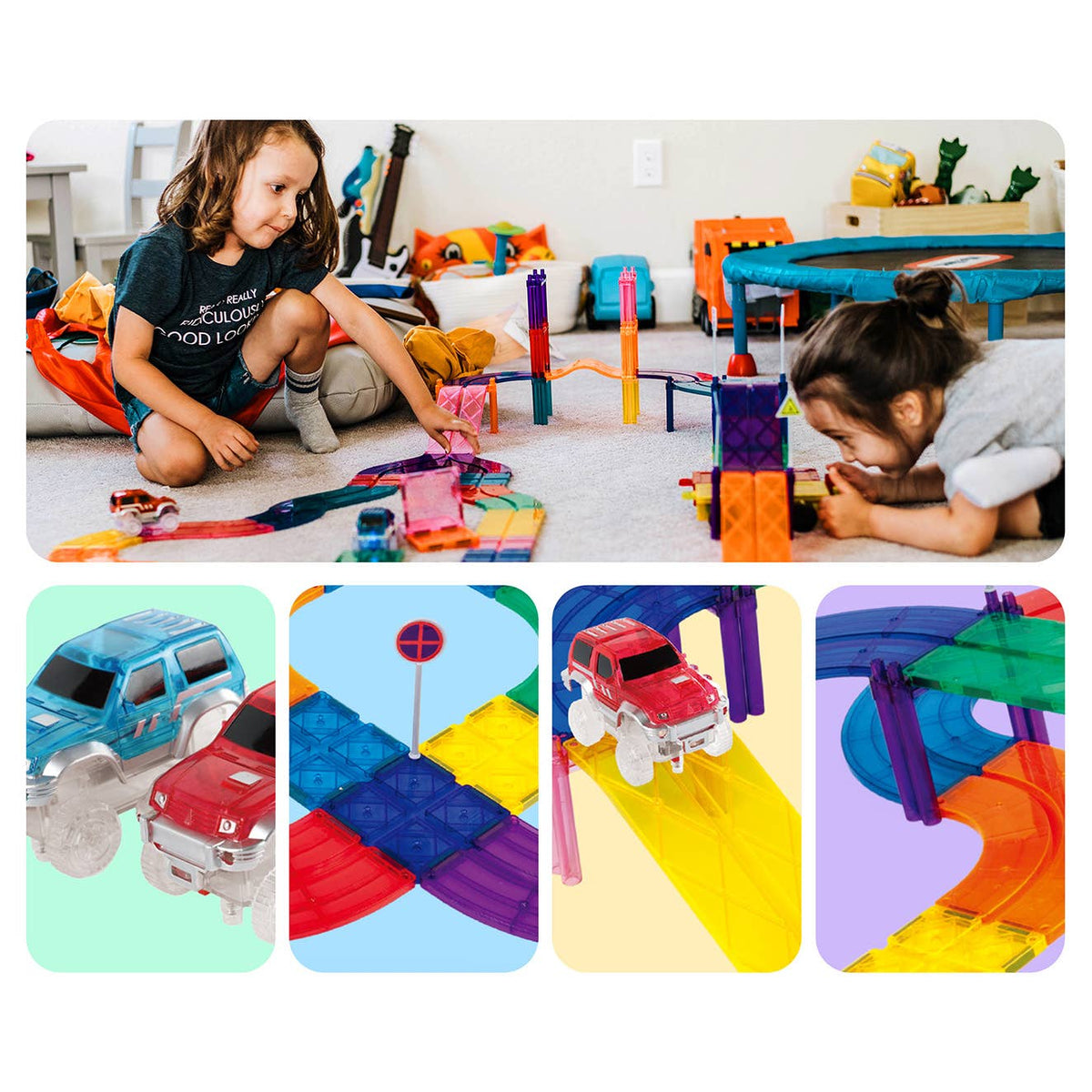 PicassoTiles 30pc Magnetic Race Track Building Set - Ages 3+-3