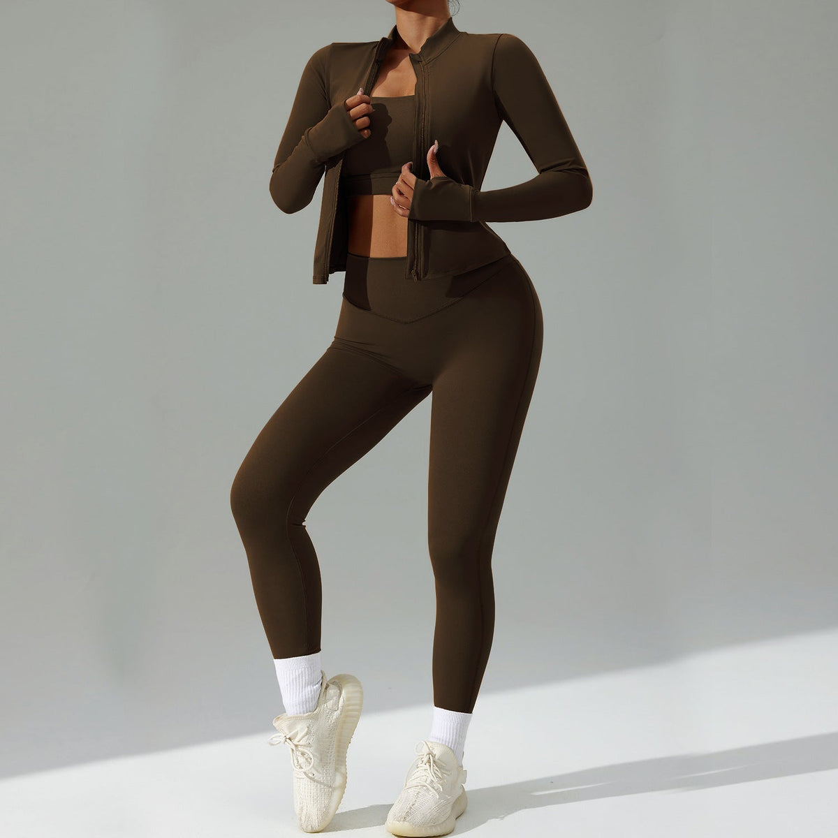 Three-Piece Running & Workout Set – Quick-Dry Sportswear with Cardigan-5