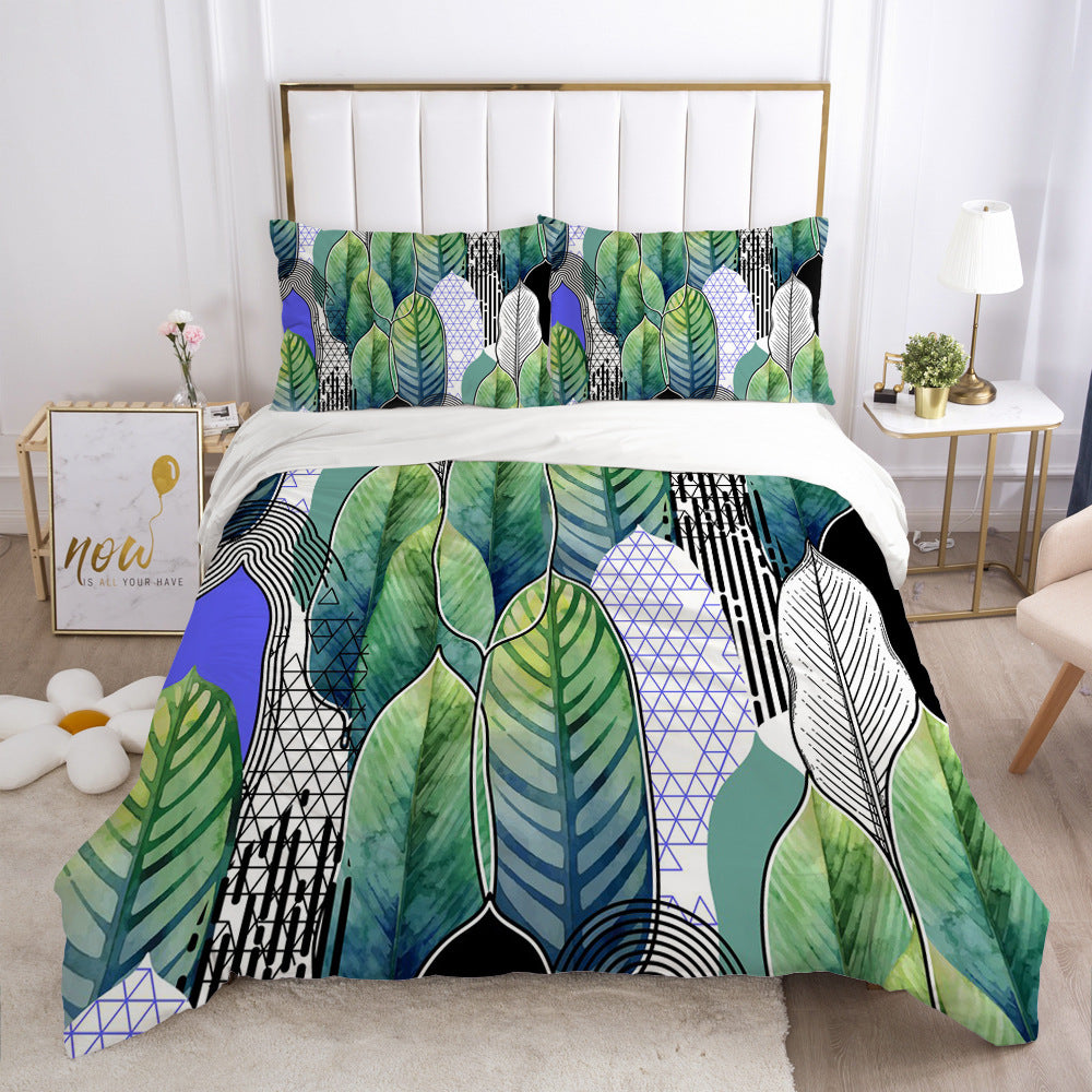 Nordic Spring Green Leaf Bedding Set-3