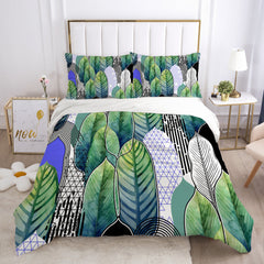 Nordic Spring Green Leaf Bedding Set-3