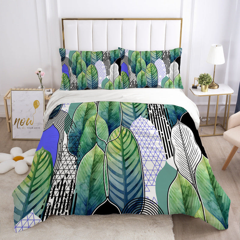 Nordic Spring Green Leaf Bedding Set-3