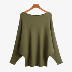 Women’s Halter Neck Batwing Knit Pullover Top – Stretchy Relaxed-Fit Casual Sweater-11