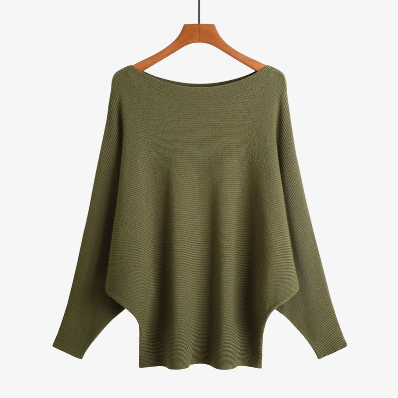 Women’s Halter Neck Batwing Knit Pullover Top – Stretchy Relaxed-Fit Casual Sweater-11