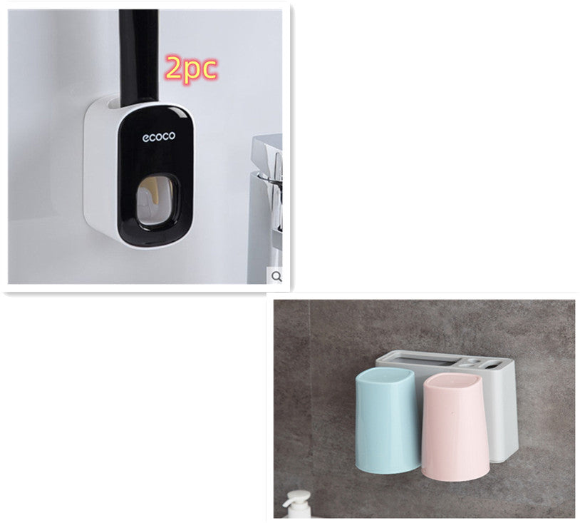 Wall Mounted Automatic Toothpaste Holder Bathroom Accessories Set Dispenser-13