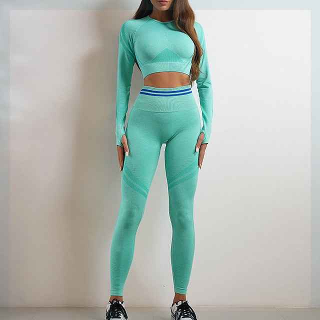Women’s Seamless Sports Set – Workout Outfit with Booty Yoga Pants-5