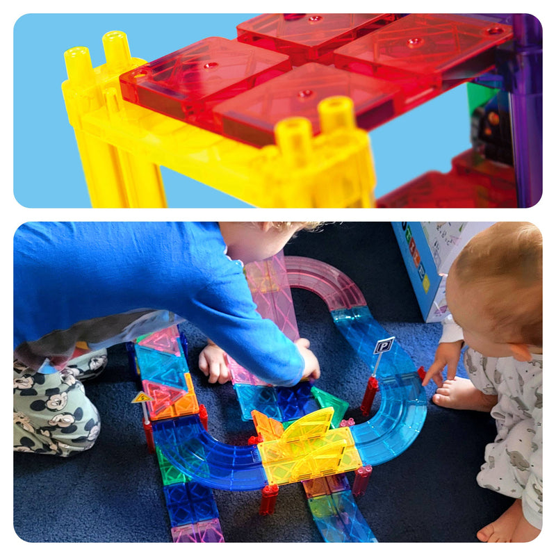 PicassoTiles 30pc Magnetic Race Track Building Set - Ages 3+-4