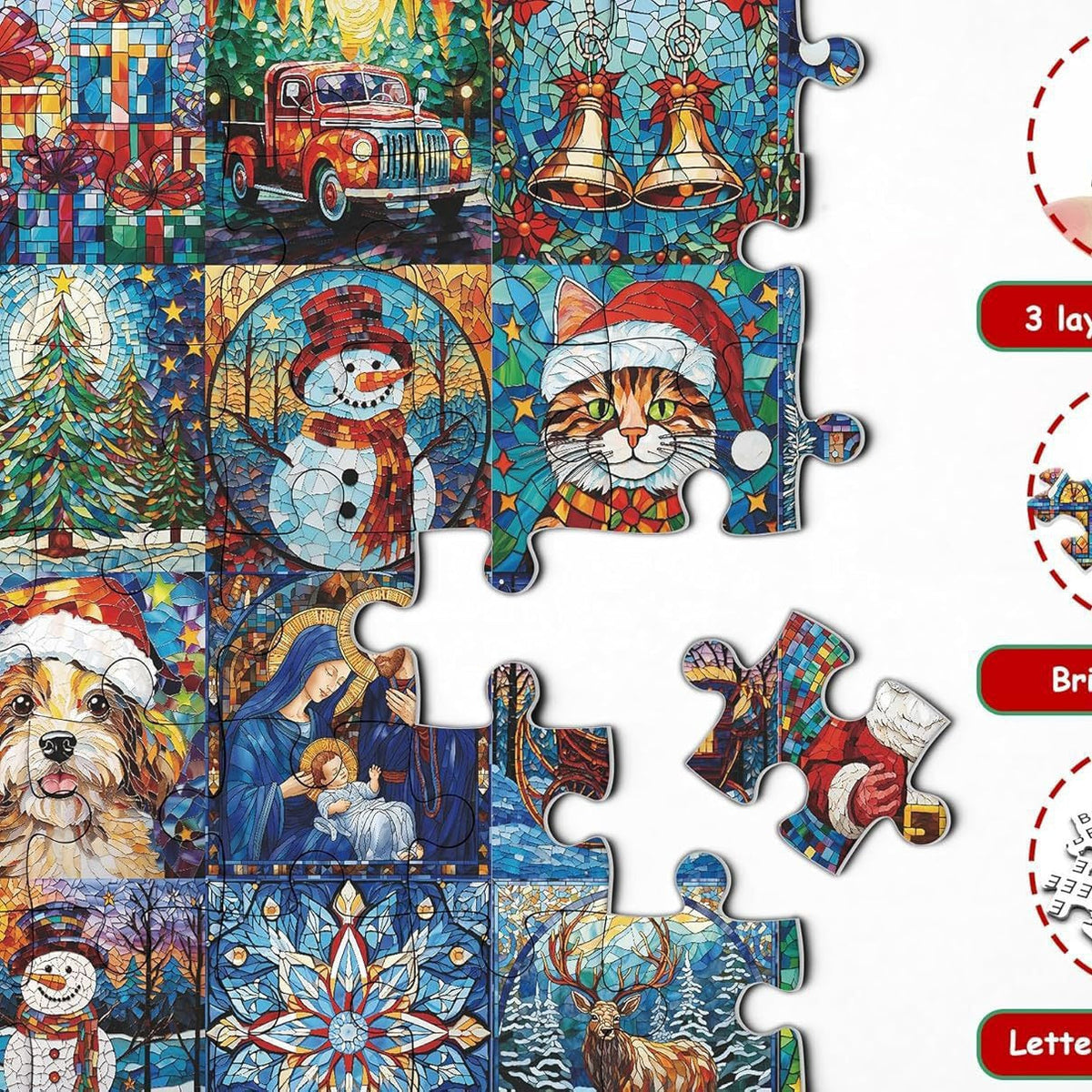 Christmas Puzzle Countdown Calendar, Holiday Jigsaw Puzzle-3
