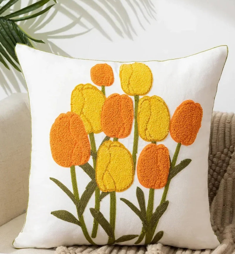 Decorative Floral Embroidered Pillow Cover-14