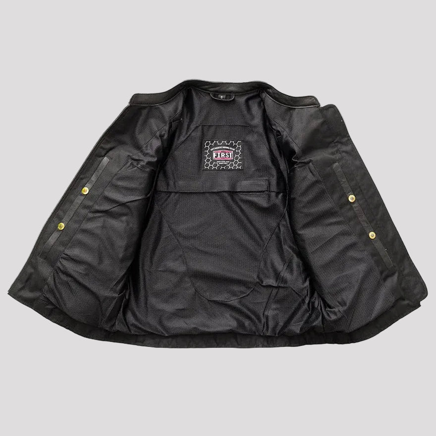 Women’s Motorcycle Leather Jacket. Lightweight Cowhide with Armor Pockets-6