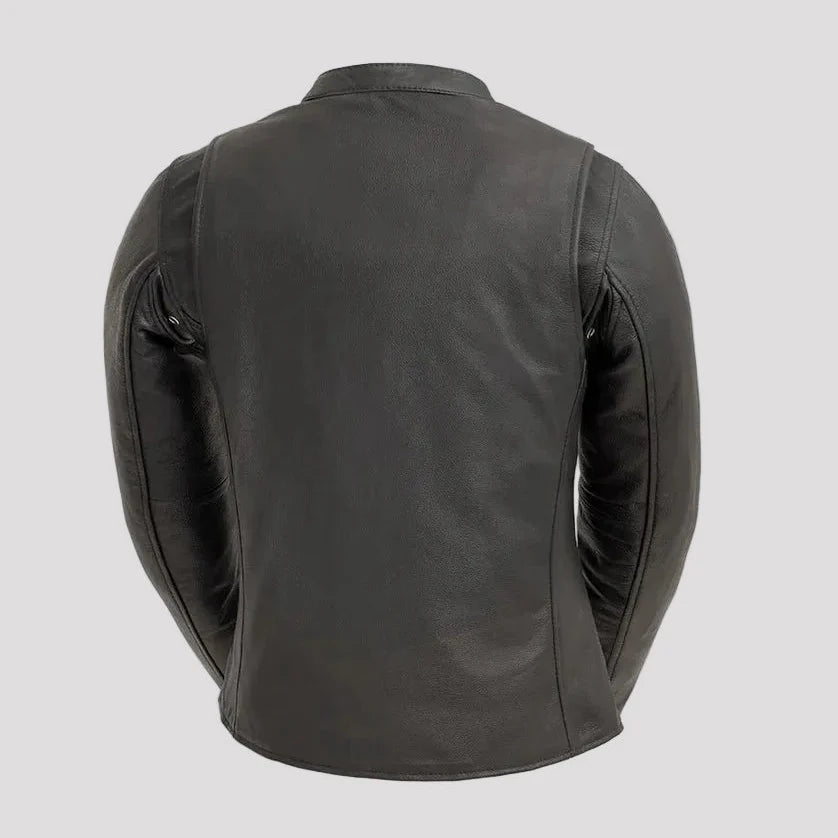 Women’s Motorcycle Leather Jacket. Lightweight Cowhide with Armor Pockets-5