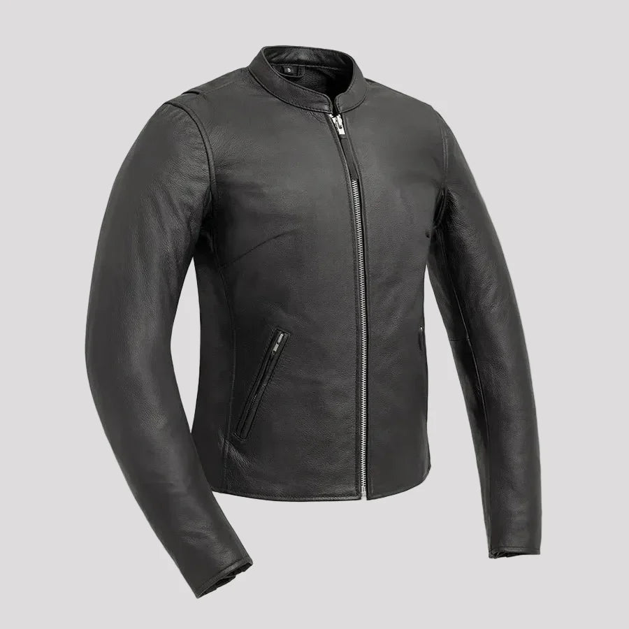 Women’s Motorcycle Leather Jacket. Lightweight Cowhide with Armor Pockets-4