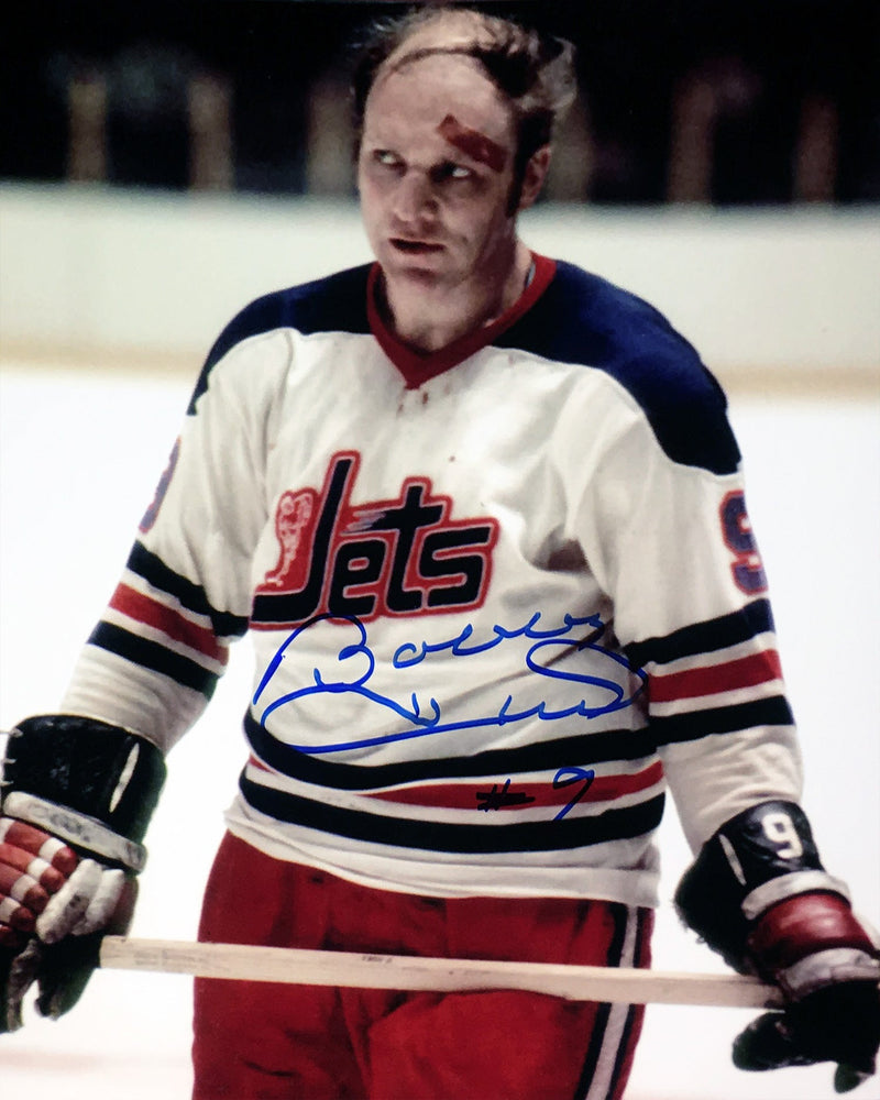 Bobby Hull Autographed Winnipeg Jets 8x10 Bloody Photo-1