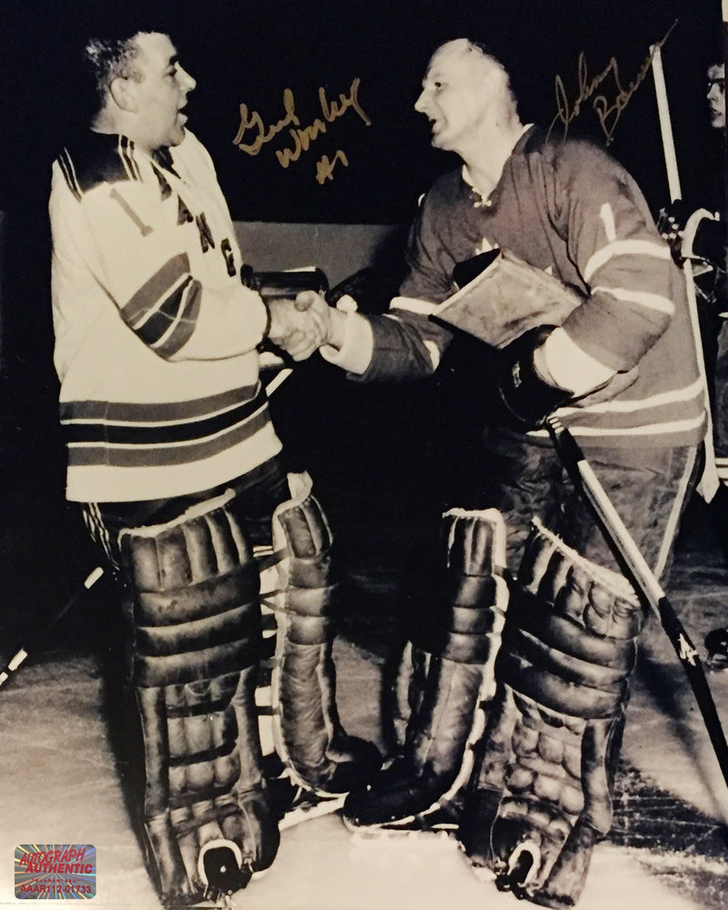 Johnny Bower & Gump Worsley Dual Signed 8x10 Photograph-1