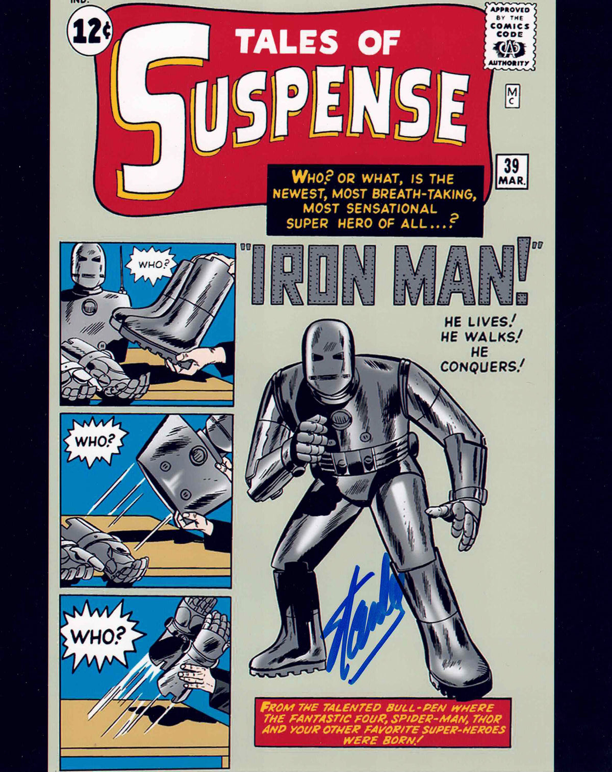 Stan Lee Signed Iron Man First Appearance 8x10 Photo