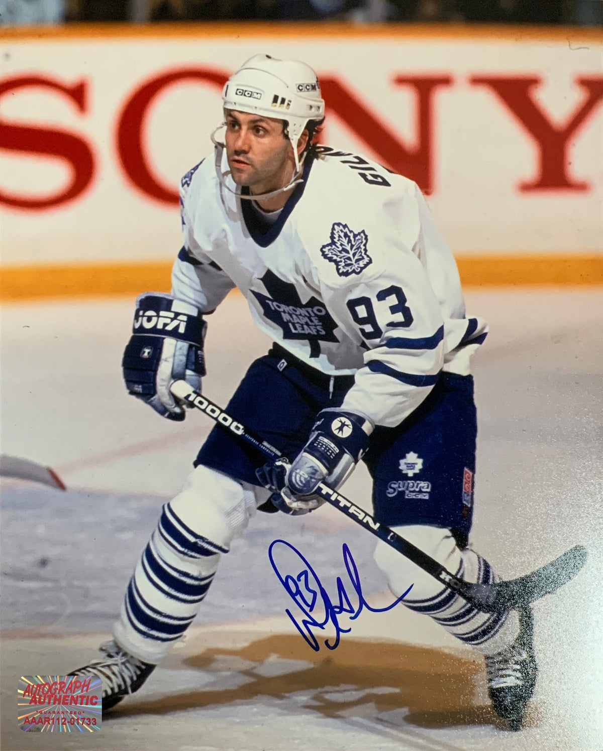 Doug Gilmour Signed 8x10 White Jersey Photograph-1