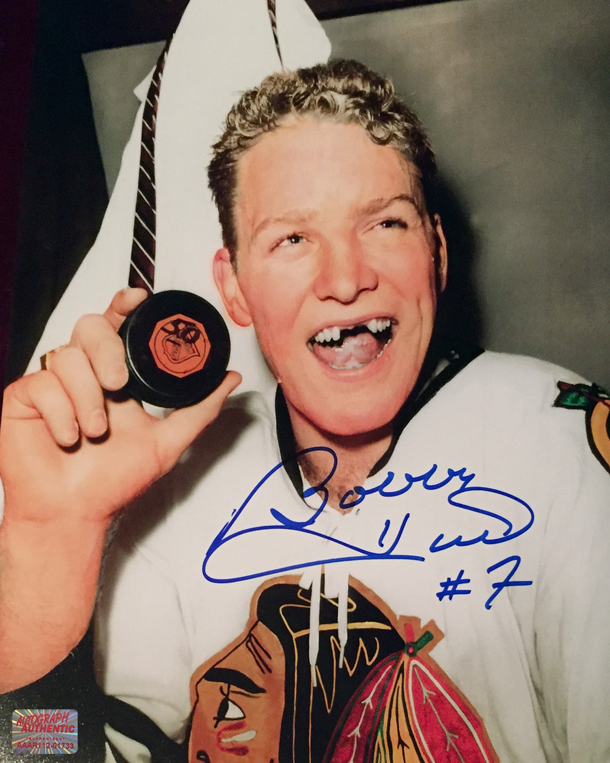 Bobby Hull Autographed 50th Goal 8x10 Colour Photograph