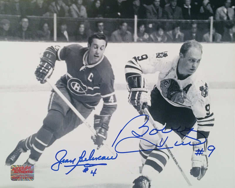 Bobby Hull & Jean Beliveau Dual Signed 8x10 Photograph-1