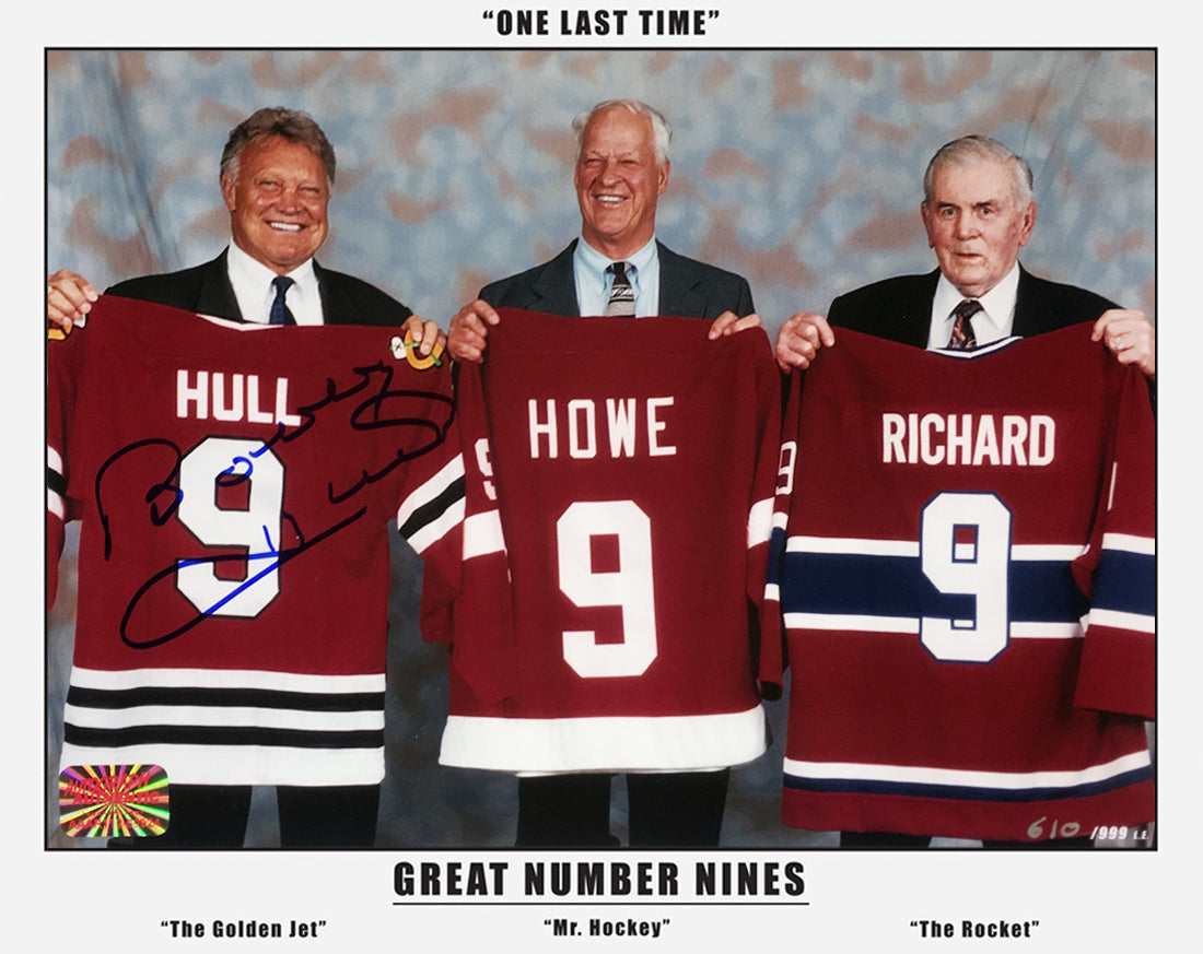 Bobby Hull Signed Three Great Nines 8x10 Photograph /999-1